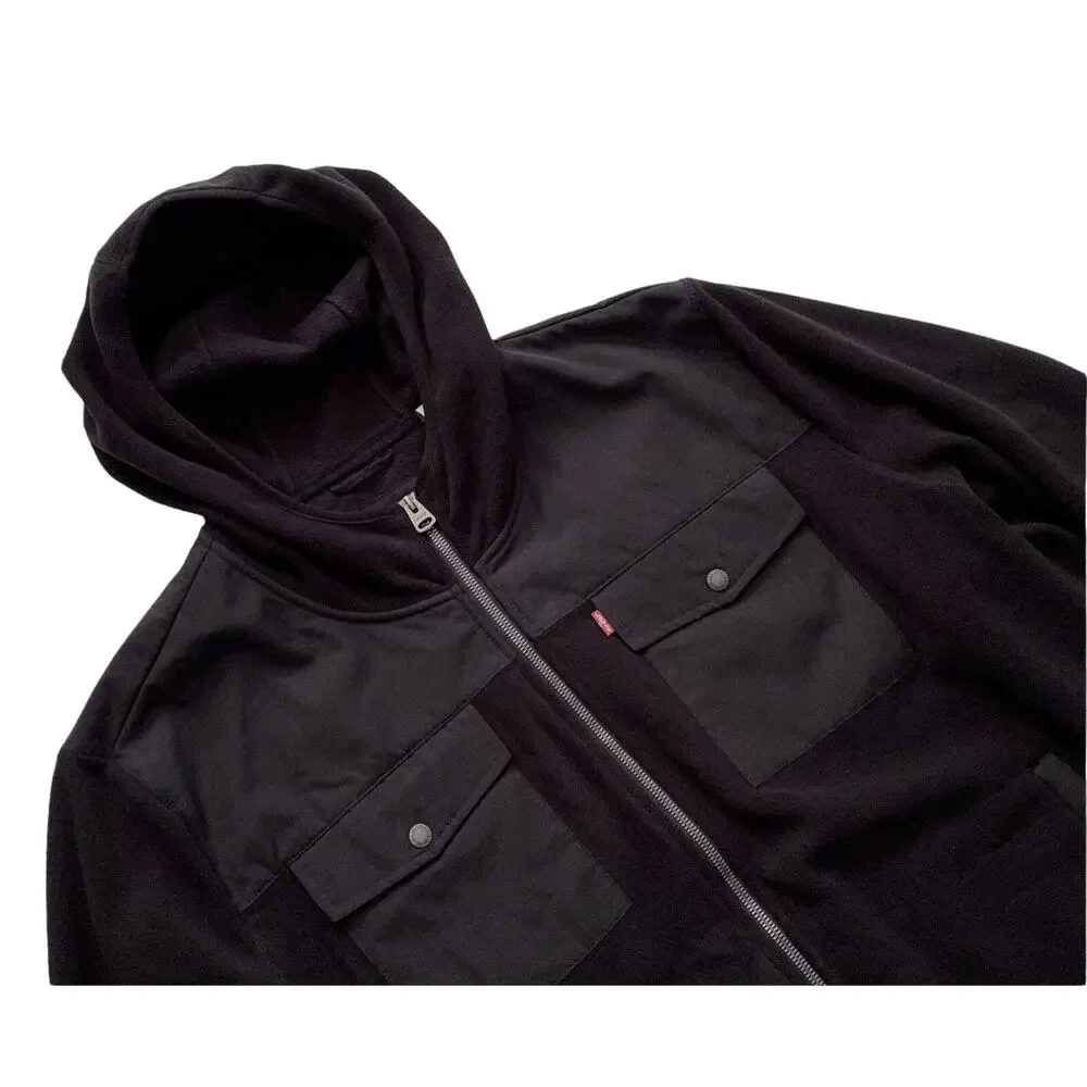 Levi's Levis Nwt Black Mixed Media Fleece Hooded Jacket LM7TF637 3XLT 3XT